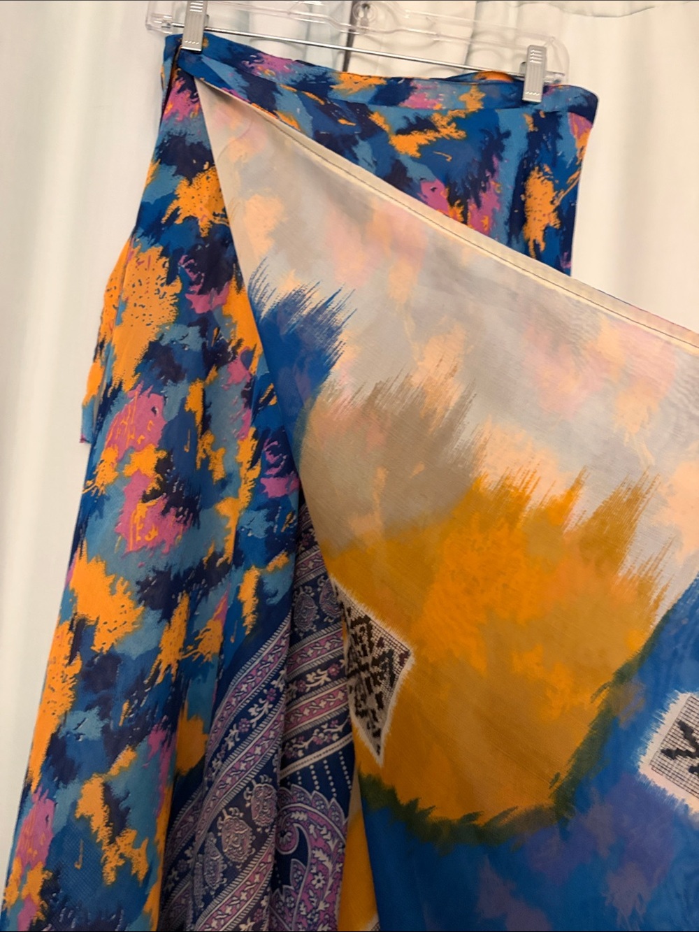 Women’s Reversible Wrap A-Line Skirt in Multi-Color Print - Picture 4 of 8